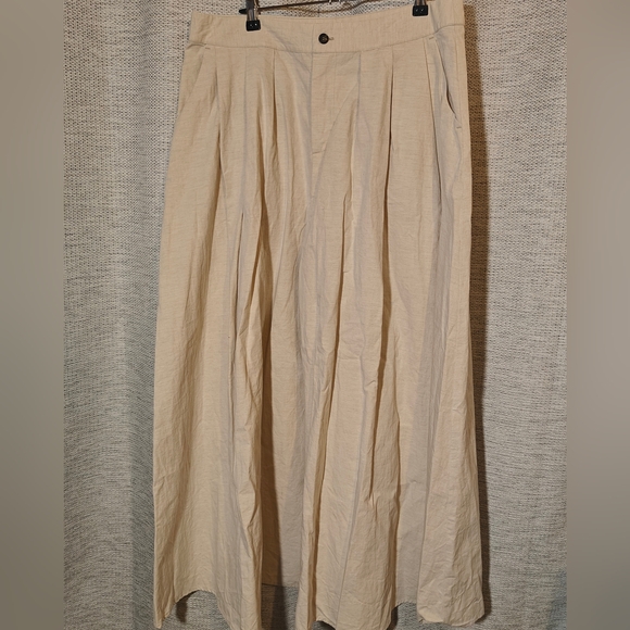 Apuntob Pants - Cream Cotton And Hemp Apuntob Culottes